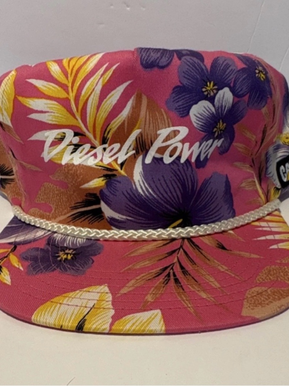 Vintage Diesel Power pink floral Cat rope hat